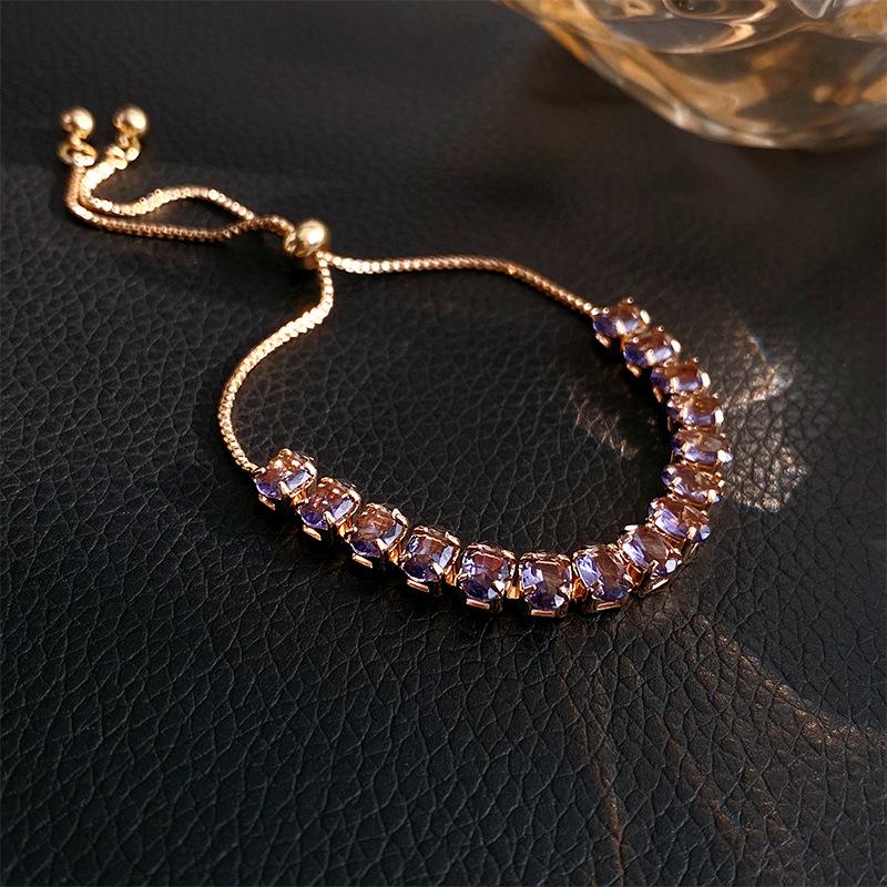 Luxury Green Rhinestone Crystal Bracelet Gold Color Link Chain Bracelets For Women Vintage Party Wedding Bridal Jewelry Gifts