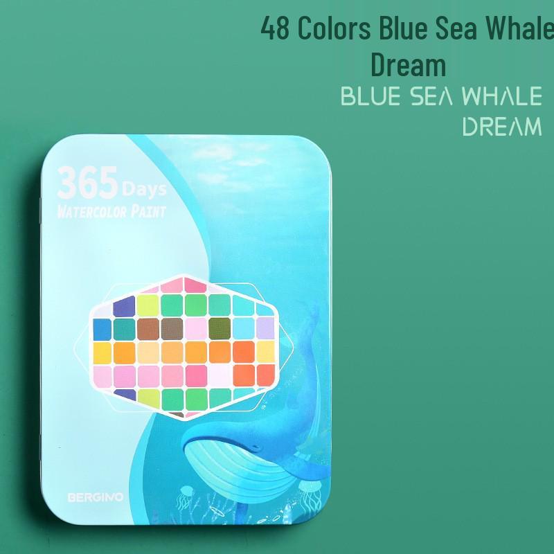 48 Tin Box Solid Watercolors & Brushes Kit - 60 Unique Colors for Beginners