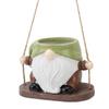 Swing Plant Pot Resin Cute Faceless Gnome Figurine Decorative Hanging Planter for Indoor Outdoor