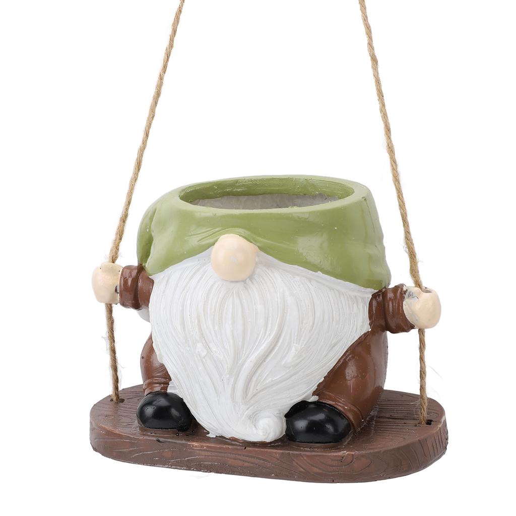 Swing Plant Pot Resin Cute Faceless Gnome Figurine Decorative Hanging Planter for Indoor Outdoor