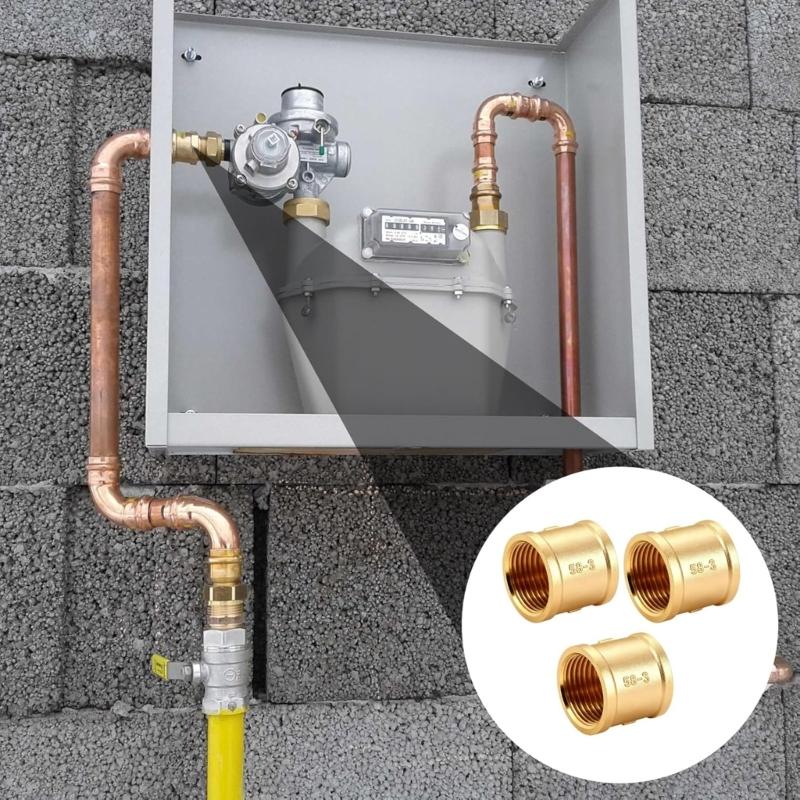 3lots 1 Inch Internal Thread Brass Couplings Includes Tape for Secure Sealing In Water Pipe Applications