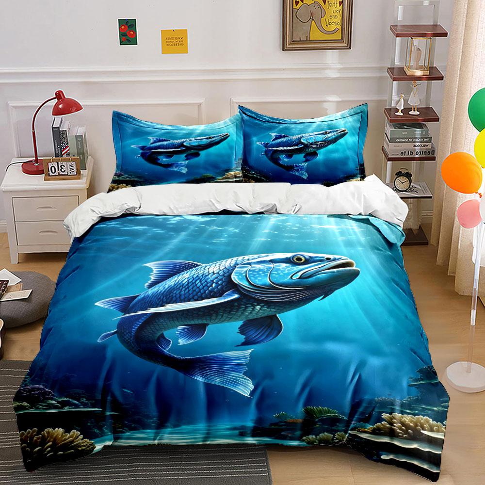 Underwater Marine Theme Decor Set Multiple Sizes Kid'S And Adults' Bedroom Exquisite 3Pc Bedding Set, Gift