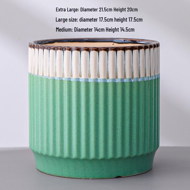 Large White Nordic Ceramic Pot - Tiger-Patterned Luxury Orchid Vase