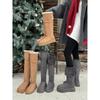 Thick-soled snow boots Children's long boots Fleece warm thick-fleece cotton boots Northeast cotton shoes long