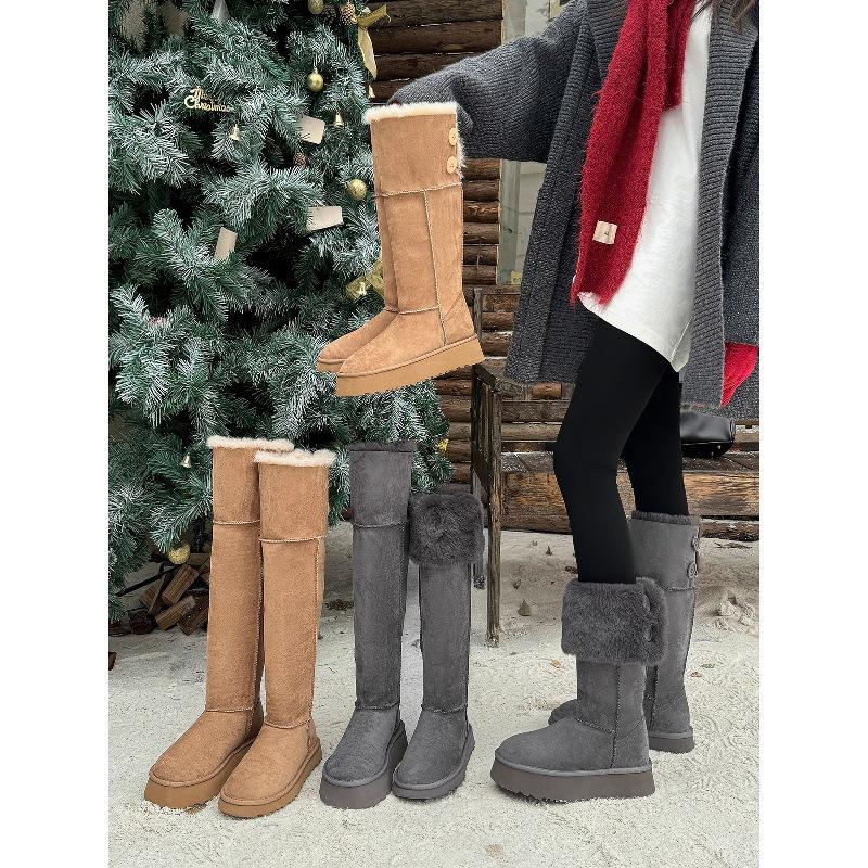 Thick-soled snow boots Children's long boots Fleece warm thick-fleece cotton boots Northeast cotton shoes long