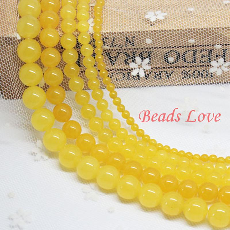 4/6/8/10/12mm Natural Round Dark Yellow Chalcedony Jades Beads Loose Spacer Beads For Jewelry Making DIY Handmade Bracelets