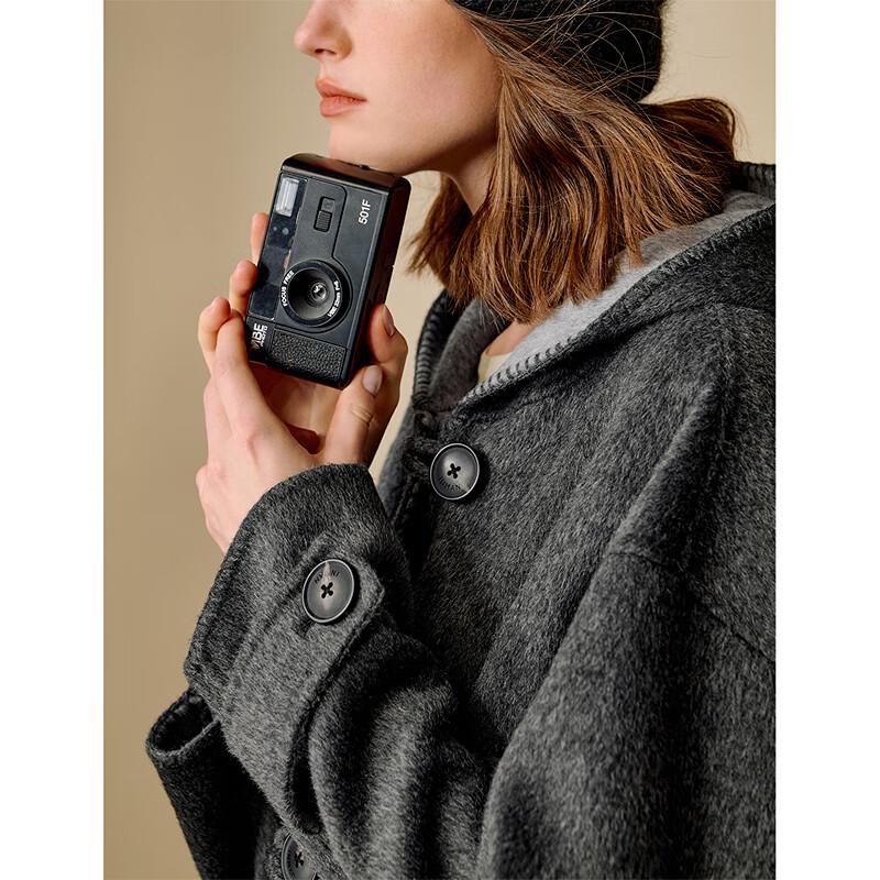 Inman Women's Pure Wool Hooded Long Double-faced Coat
