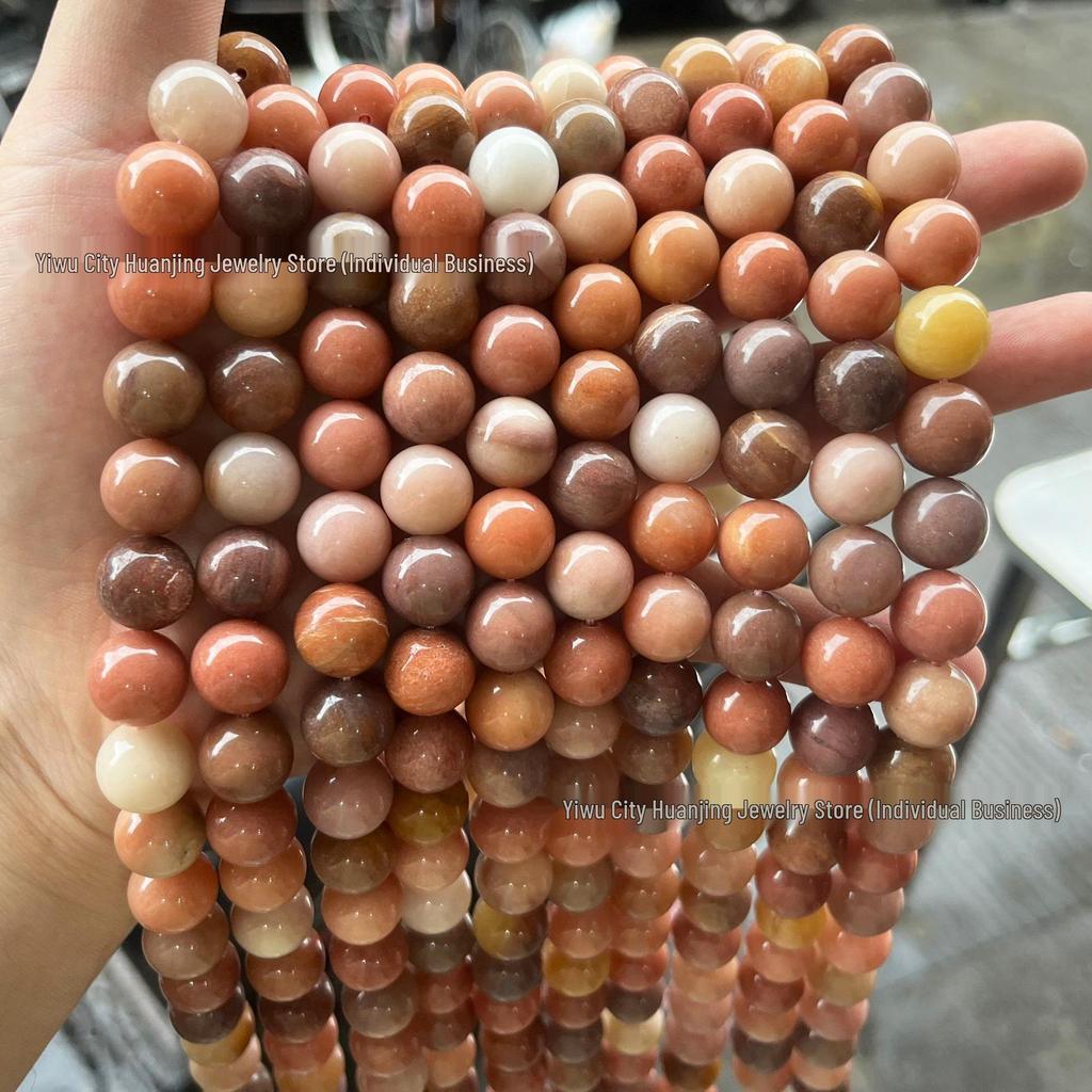 Huan Jing Natural Green Translucent Jade & Pink Jade Beads for DIY Bracelet Accessories