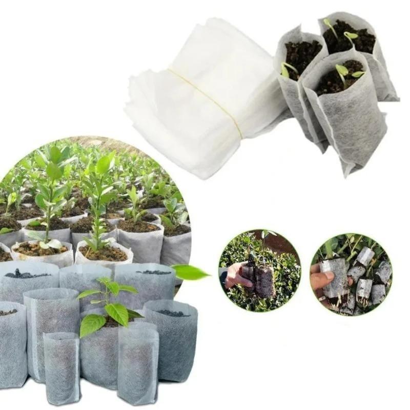 100/200pcs Biodegradable Seed Nursery Bags Non-Woven Plants GrowBags Fabric Seedling Pots Plants Pouch Home Garden Supply