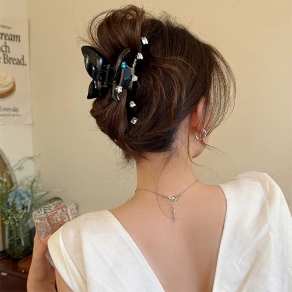 Уксусная кислота Бабочка коготь для волос блестящий большой зажим для акулы милый горный хрусталь захват зажим для путешествий