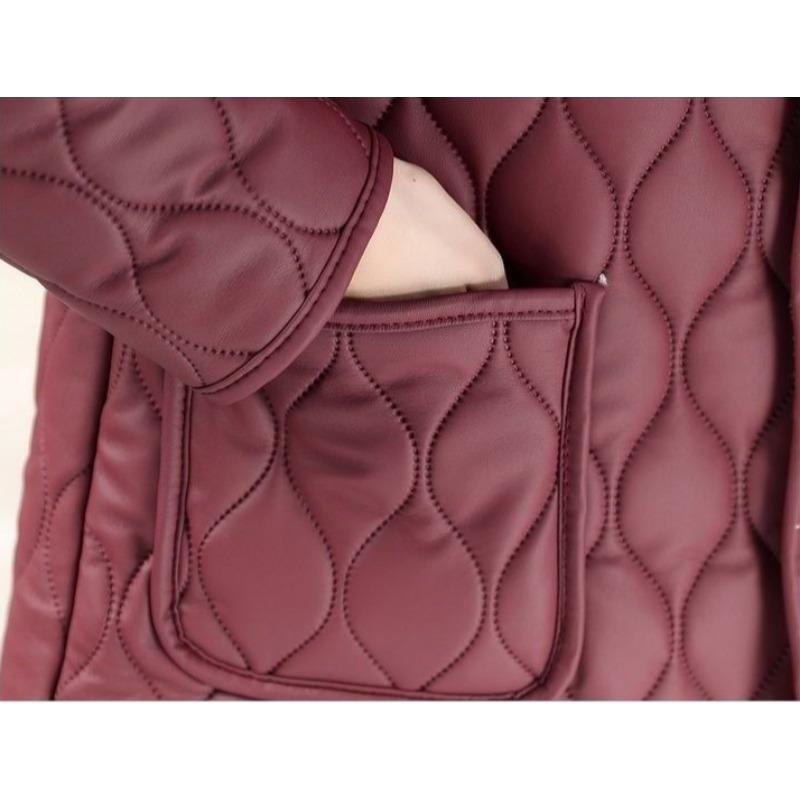 Toamnă Iarnă Femei de vârstă mijlocie Plus catifea Căldură de lungime mijlocie haină de piele largi Jacheta de piele Îmbrăcăminte de mamă Jachetă casual