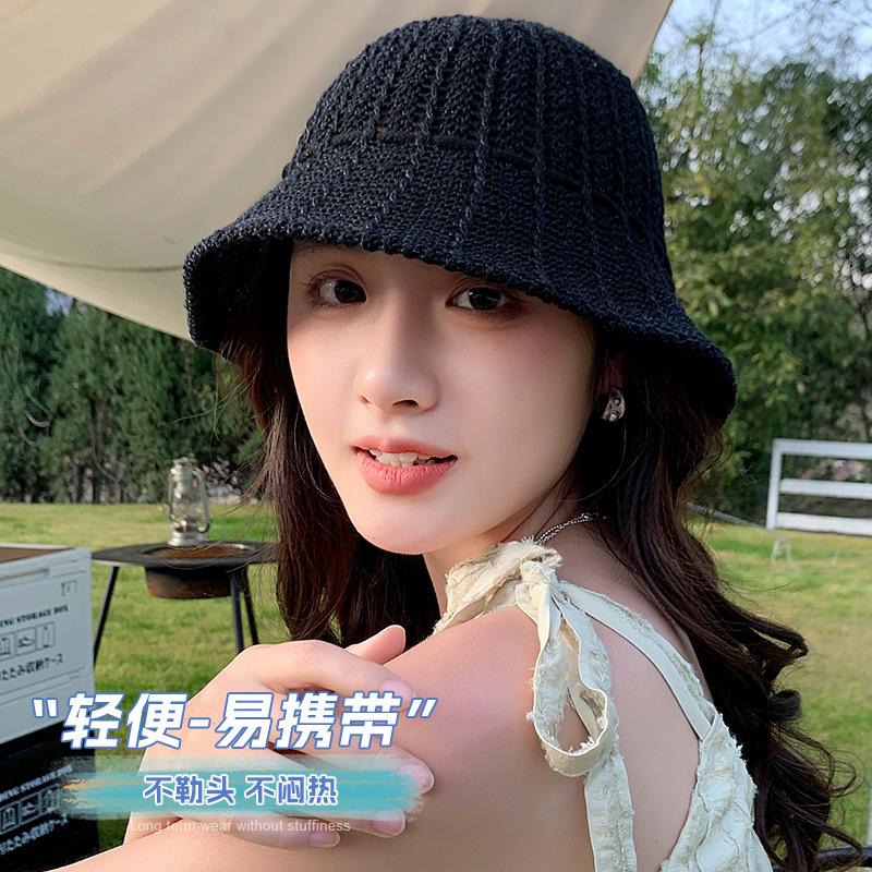 Summer Hat Women's Spring and Autumn Sunshade Sunscreen Hat Sun Hat Fashion Knitted Bucket Hat