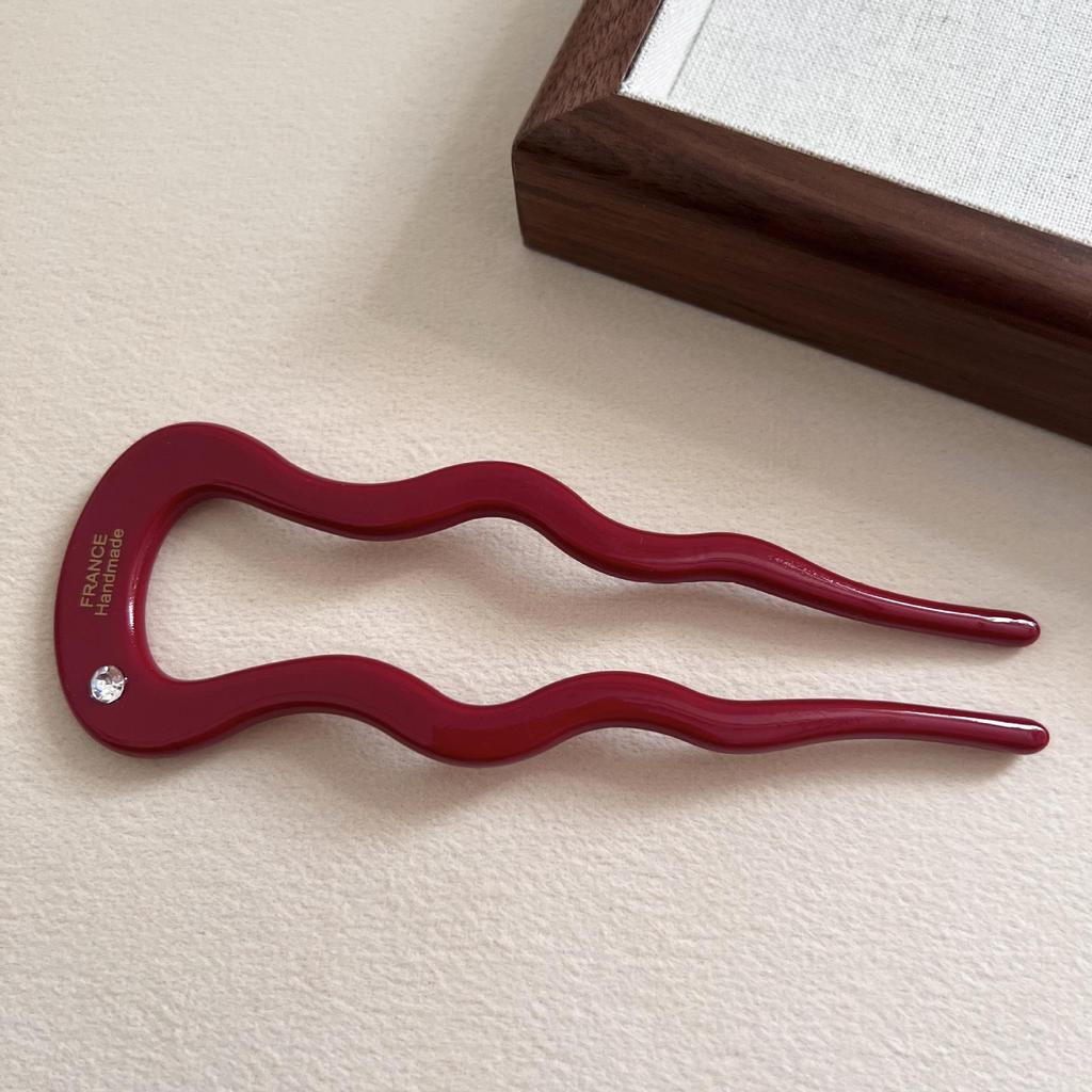 Acetate Wave Hairpin: High-End Retro U-Shaped Accessory for Women
