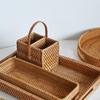 Mehrzweckhalter mit Griff aus echtem Rattan, Löffelhalter
