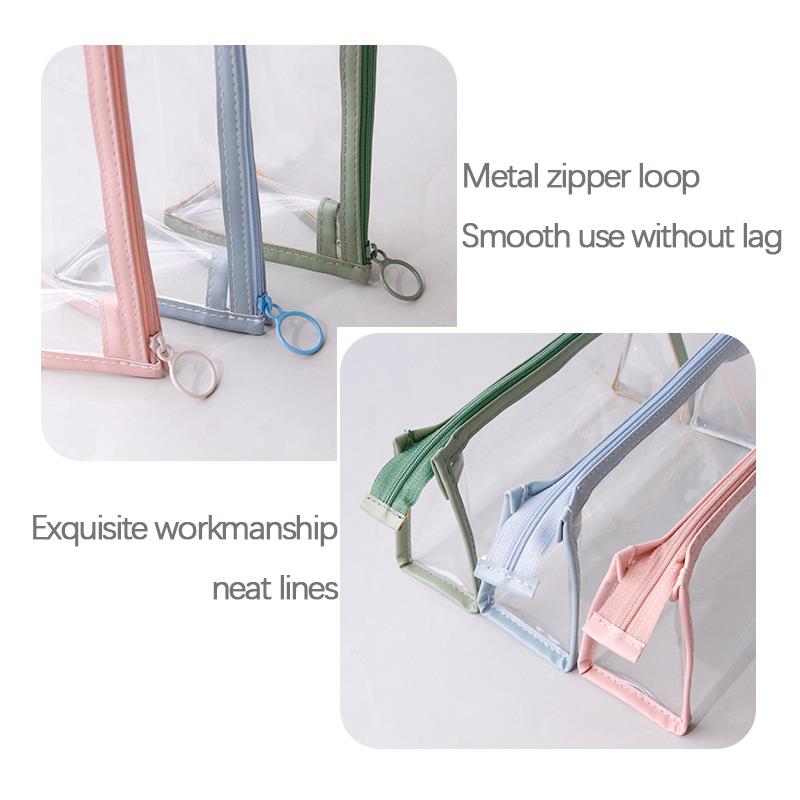 Transparent Pencil Case Large Capacity Cosmetic Bag With Zipper Stationery Waterproof Stationery Storage Pouch School Supplies