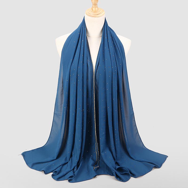 Diamond Chain Chiffon Hijab Scarf Veil Long Shawl Head Scarf Headwraps Hoofddoek Islamic Turban Shawl For Women Muslim Hijabs