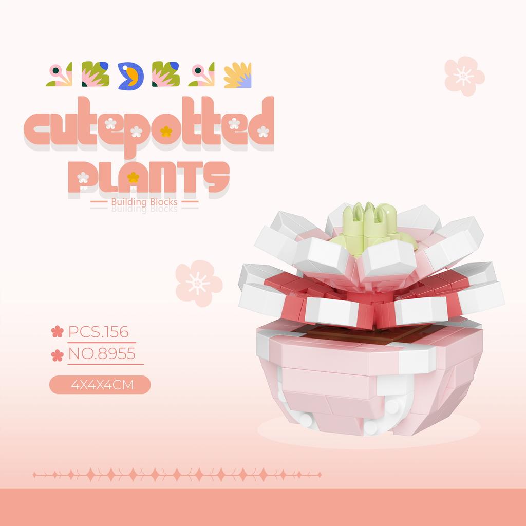 Non-Toxic Carden Toys Potted Succulent Cactus Mini Building Blocks Children Toys Flowers Blocks Thanksgiving Gifts