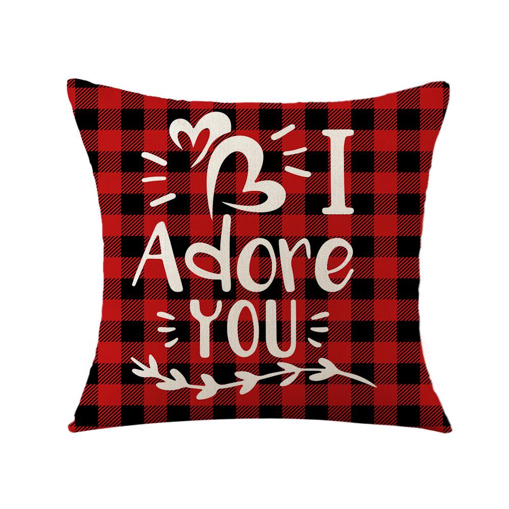 

Подушка на День святого Валентина Новая подушка с принтом английской клетки Диванная прикроватная льняная наволочка 45 * 45Cm (excluding pillow core)