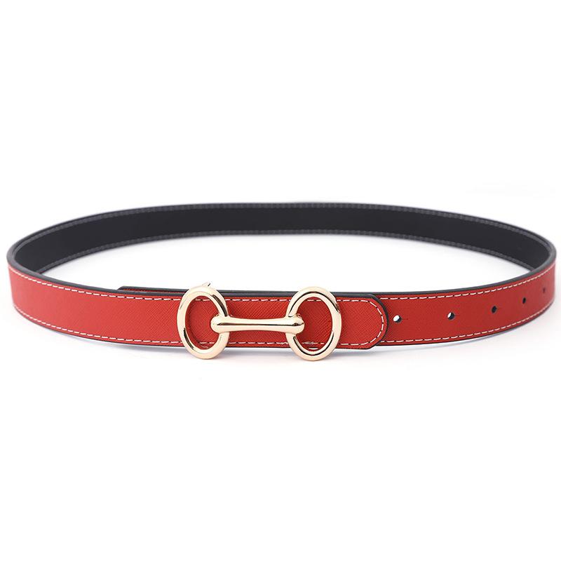 

Double-Sided Available Women S Belt Leather Belt Jeans Style Decorative Cowhide Belt красный