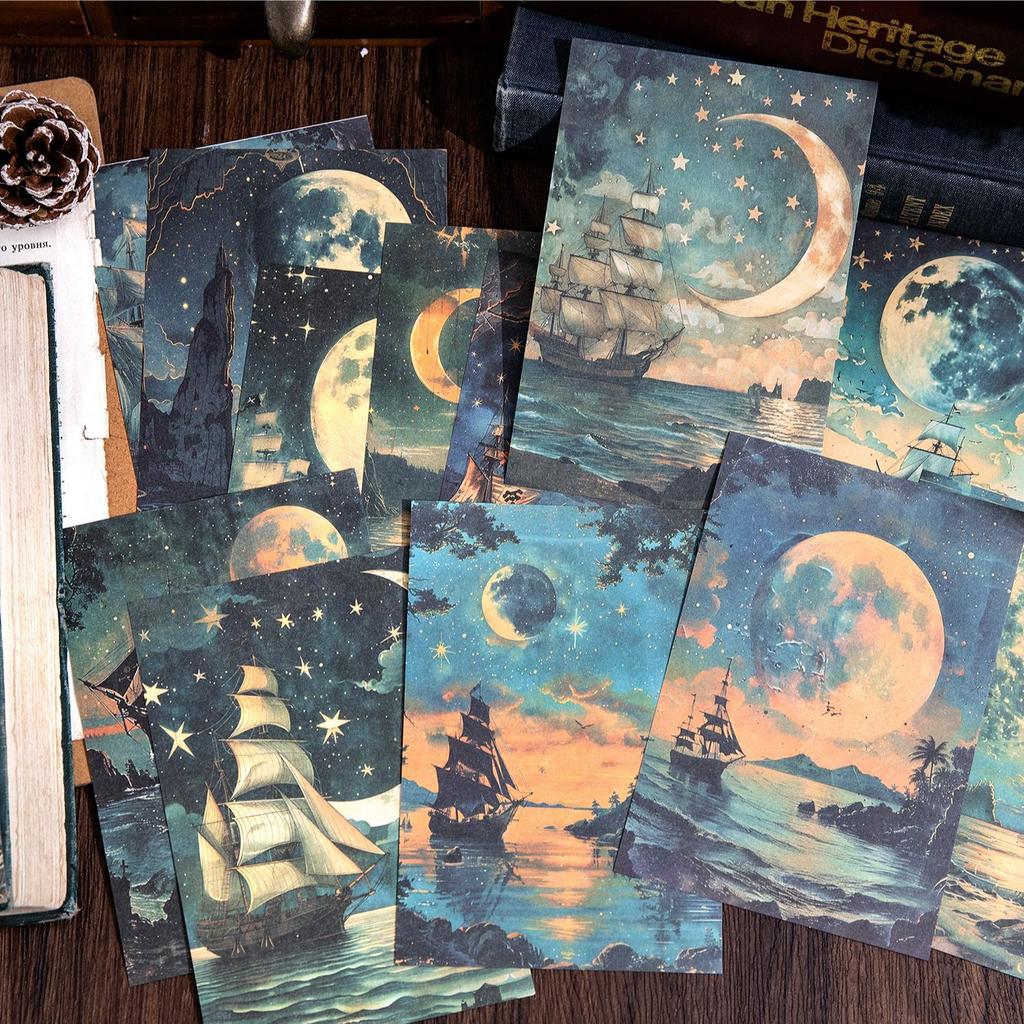 30pcs/lot Memo Pads Material Paper Let the moon fall Diary DIY Scrapbooking Cards Junk Journal Retro Background Decoration Paper
