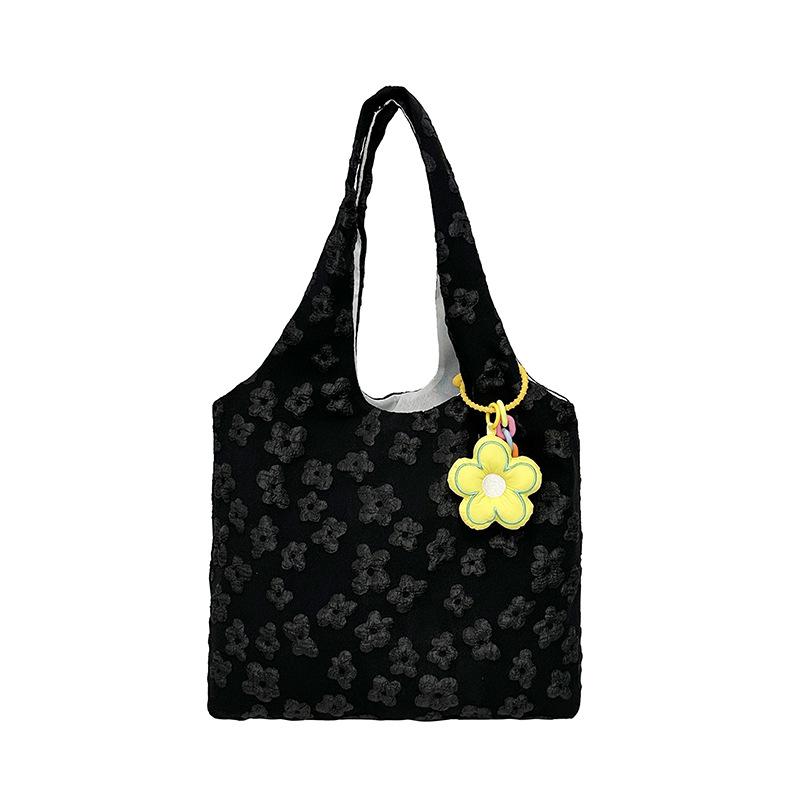 Flower Texture Casual Literary Style Hand Carry Handbag New Beautiful Foreign Light Large Capacity Shoulder Armpit Bag