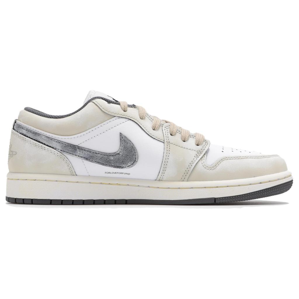 Jordan Air Jordan 1 Abrasion Resistant Low Top Vintage Basketball Shoes Unisex Beige Yellow 553558-152(Teamfour-)