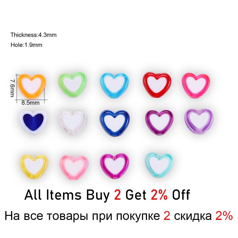 50 stücke Modeschmuck Liebe Herz Acrylperlen Lose Spacer Flache Runde Perlen Für Schmuckherstellung DIY Armband Zubehör