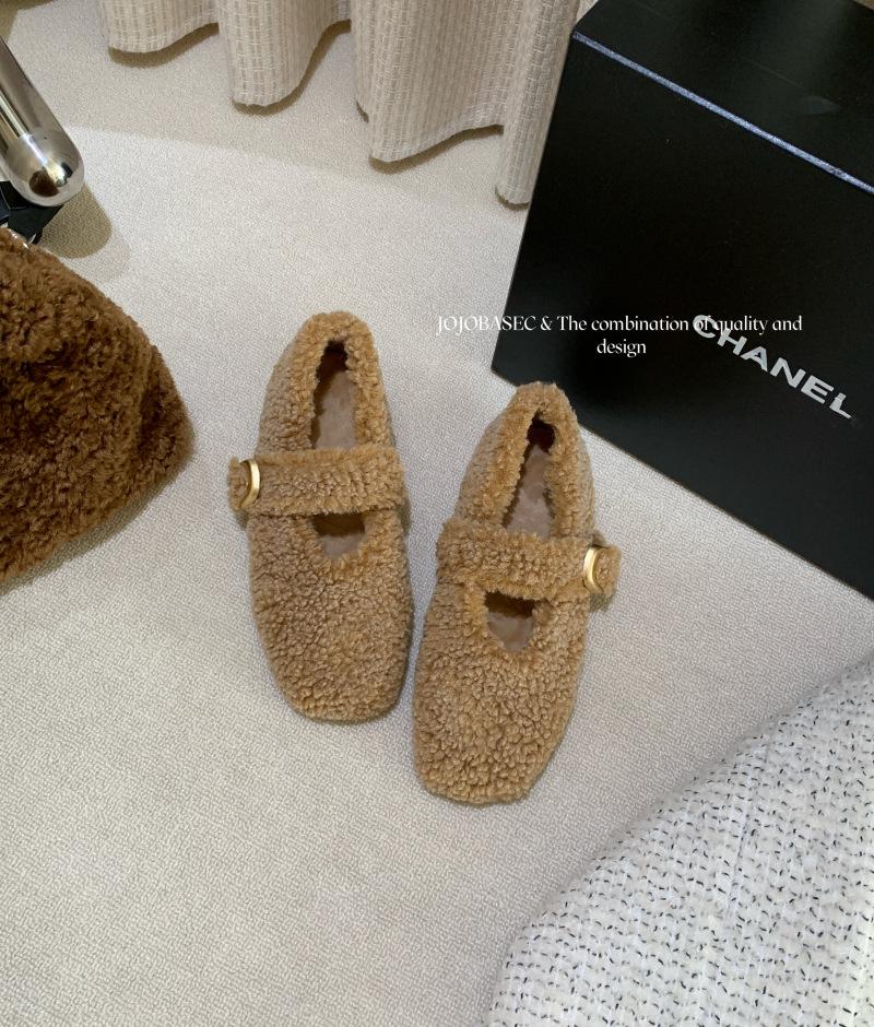 Flat-bottomed Gentle Fluffy Shoes for Women's Outer Wear 2025 Autumn and Winter New Models with Mary Jane Shoes with Velvet Doudou Cotton Shoes
