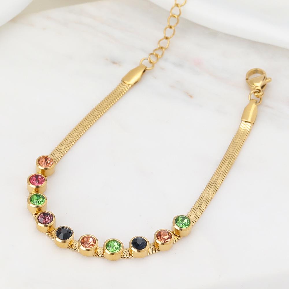 18K Gold-Colored Zircon Necklace & Bracelet Set: Stylish Clavicle Chain and Trendy Design for Women