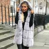 Women Parkas Hooked Sleeveless Turndown Collar Coat Cardigan Covered Button Pockets Round Neck Solid Color Loose Casual Coat 5XL