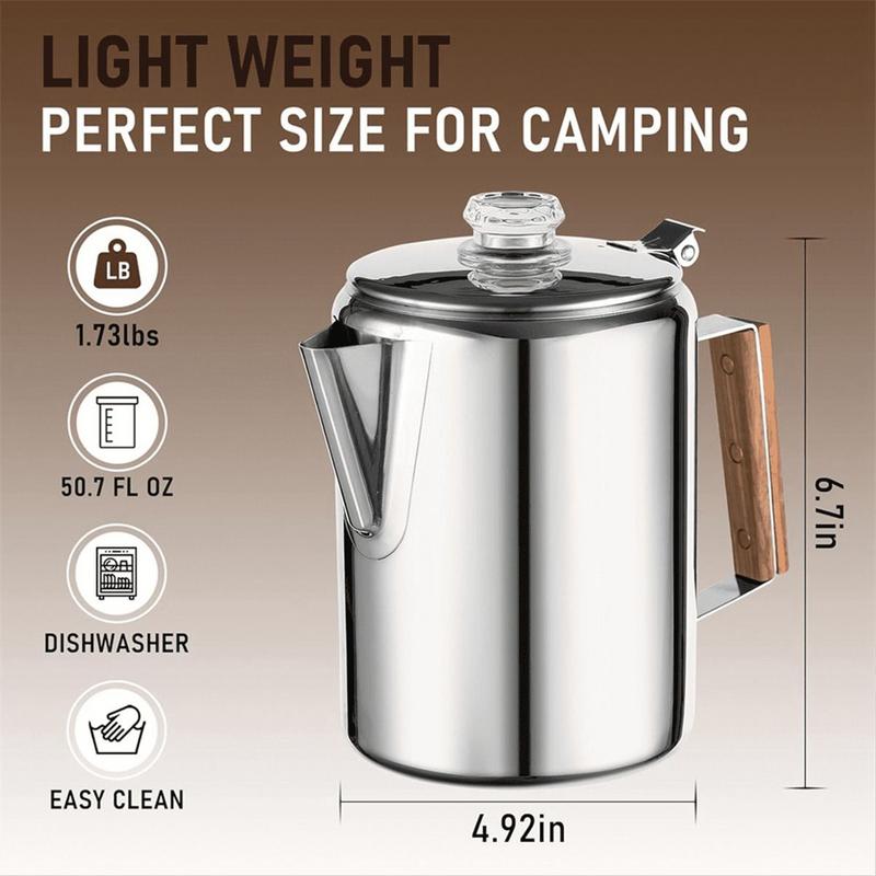 Perkolator Kaffekanna Kaffebryggare Perkolator Bärbar Maskin med Kompakt Vintage Design för Husbil Camping Picknick