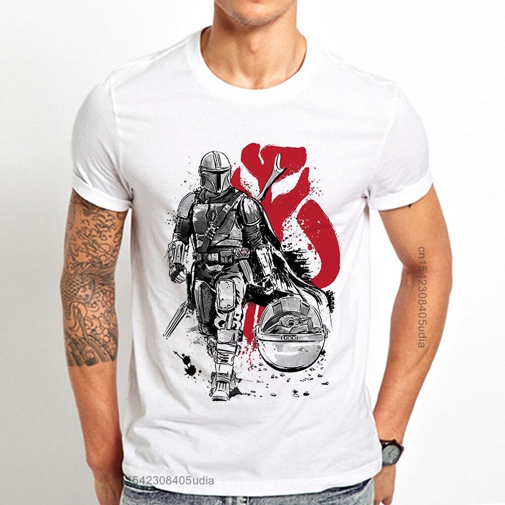 Mando SumiE Warrior Funny T Shirt Men Summer New White Casual Homme Short Sleeve Cool Tshirt Unisex S