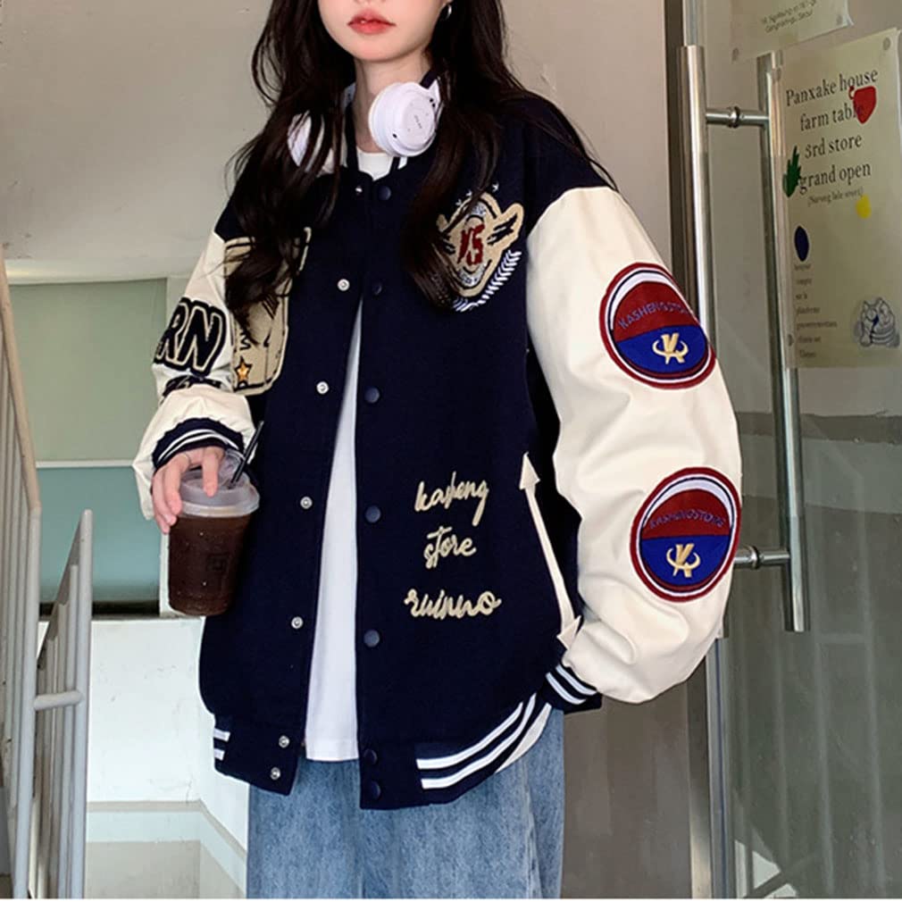 BARYPORY Stadium Street Stadium Hip Loose Long Unisex Jacket, Patchwork, Style, Stylish, Jumper, Outerwear, Oversized, Casual, Hop, Fit, Sleeve, (Size