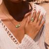 Sweet Charm Starfish Shell Pendant Open Rings O-Chain Necklace Crushed Shell Ring  Summer Beach