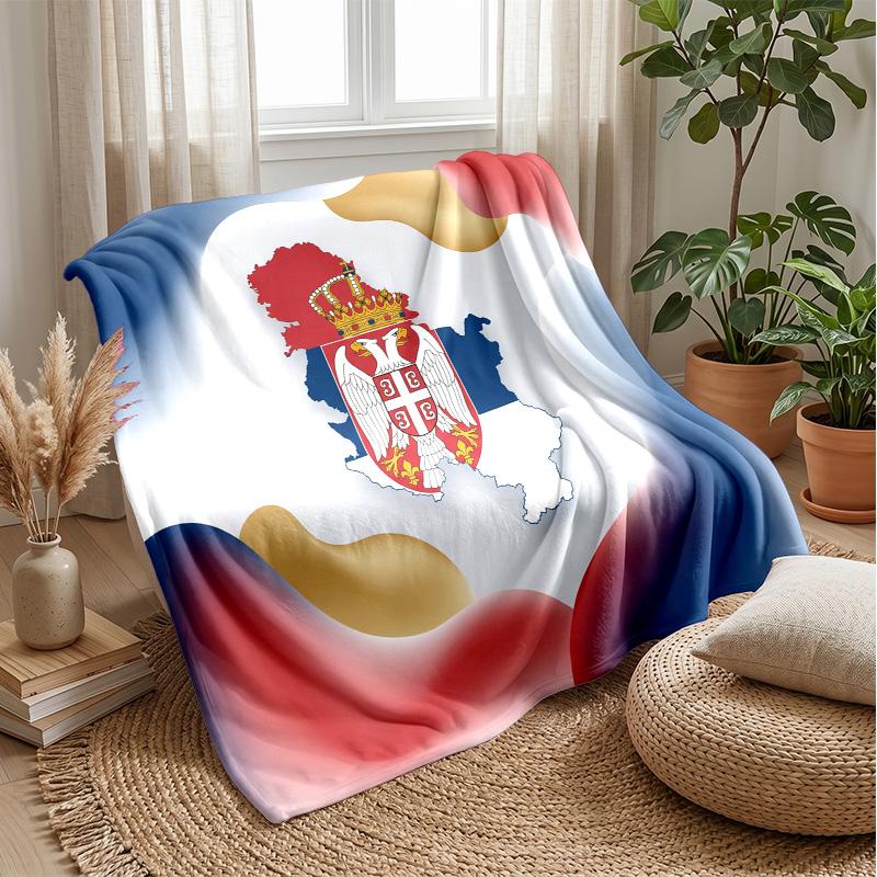 Coperta in Flanella Stampata Serbia Amica della Pelle Calda Decorativa Plaid per Divano Letto Interno Uso Quotidiano