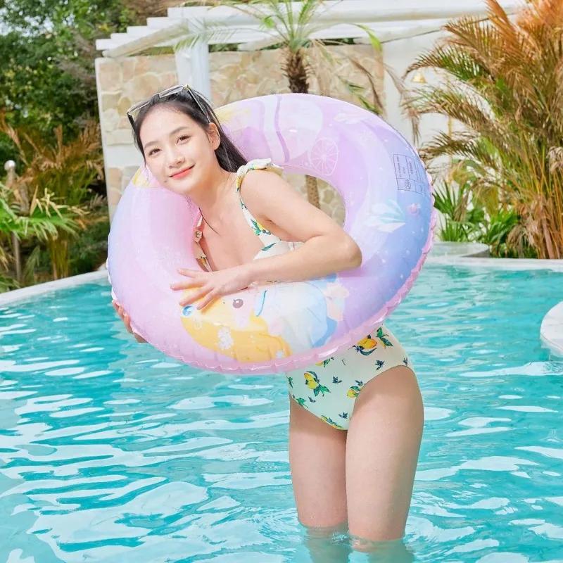 Children Inflatable Toys Hoop Swimming Ring Cartoon Print Pool Party Floating Circle Summer Outdoor Swim Sports Inflatable Props