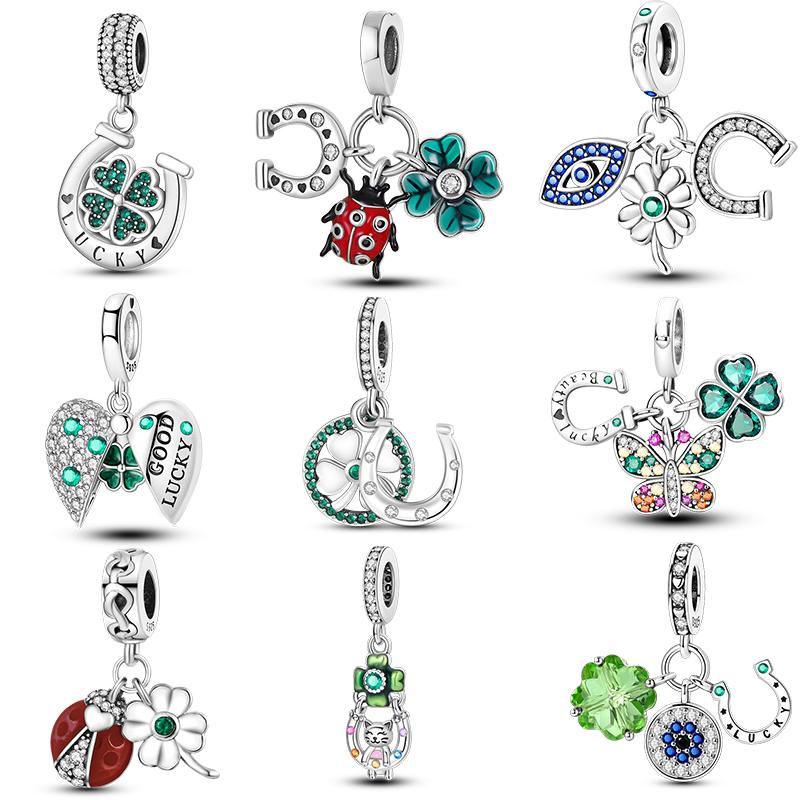 Copper Four-Leaf Clover Series Pendant Beads Suitable For 3Mm Original Bracelet Necklace Diy Birthday Exquisite Jewelry Gift