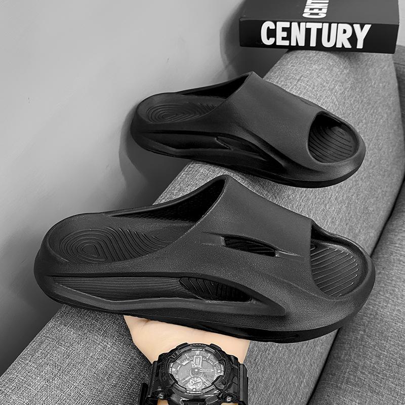 

модные мужские тапочки Comwarm, легкие сандалии из ЭВА на толстой подошве, унисекс, модная пляжная обувь, мягкие полые сандалии, мужские летние тапочки-кроссовки 36-37 чёрный