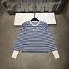 Pu Jia 2025 Fall/Winter Letter Jacquard Stripe Knit Pullover, Round Neck, Long Sleeve, Age-Reducing Versatile Top