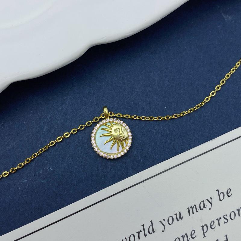 Exquisite S925 Sterling Silver Sun Necklace with Gold-Plated Freshwater Mother-of-Pearl