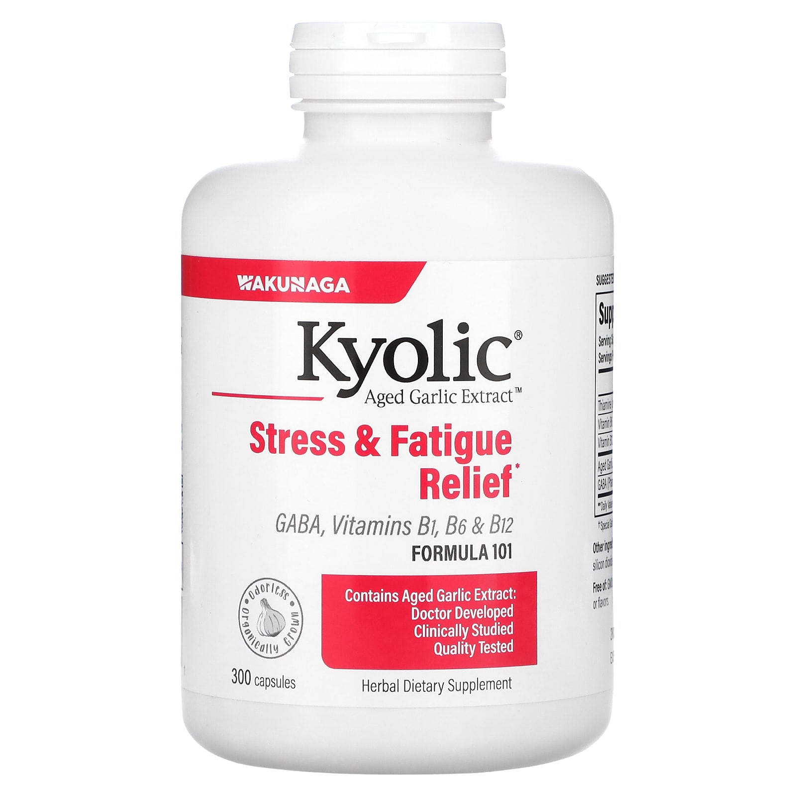 

Aged Garlic Extract, Stress & Fatigue Relief, Formula 101, 300 Capsules
