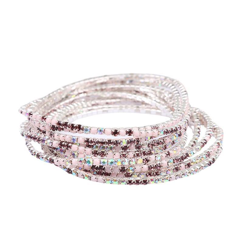 European & American Style Colorful Zircon Diamond Elastic Tennis Bracelet
