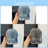 Alphabet Embroidered Denim Snapback Hat With Wide Brim And Sun Protection For Outdoor Use