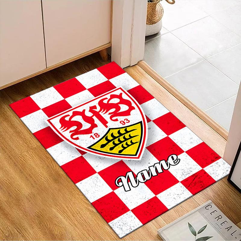 Custom Name Stuttgart Crest Art Rug Game Carpet, Floor Mat for Bedroom Living Room Entryway Rug, Home Decor Idea Gift for Christmas birthday