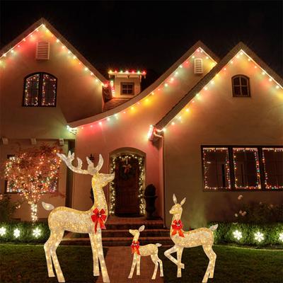Christmas Decoration Outdoor Light Deer Reindeer Acrylic Art 3D Deer Christmas Decor Light Up Bucks Metal for Garden Party Decor