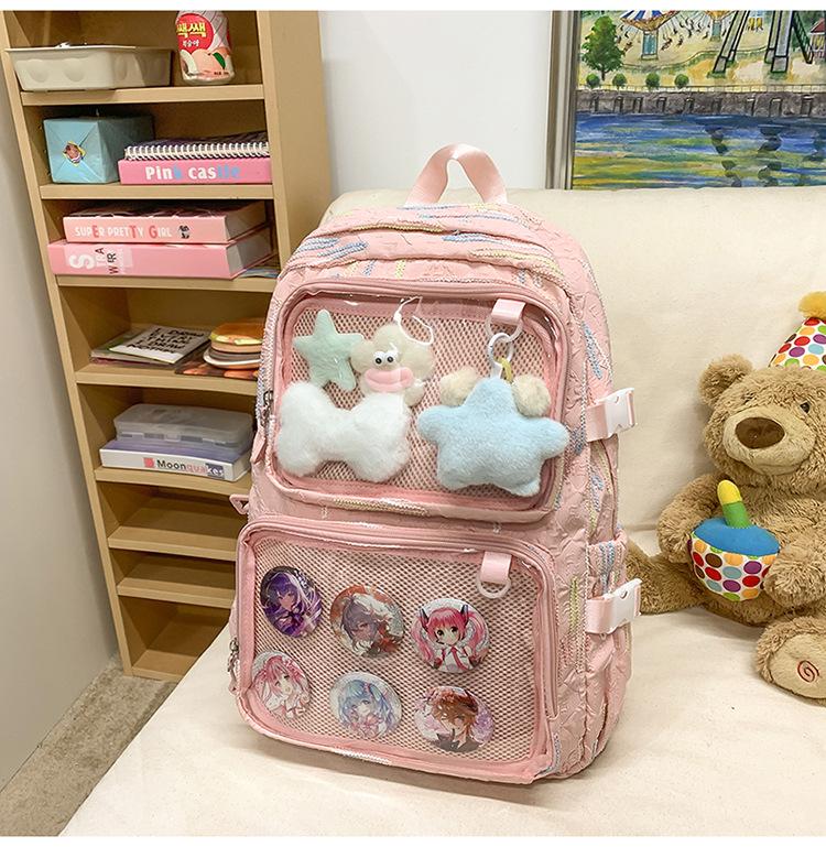 Schoolbag New Transparent Backpack Lightweight and Simple Junior High School Student Schoolbag Japanese Leisure Large Capacity Cute Pain Bag