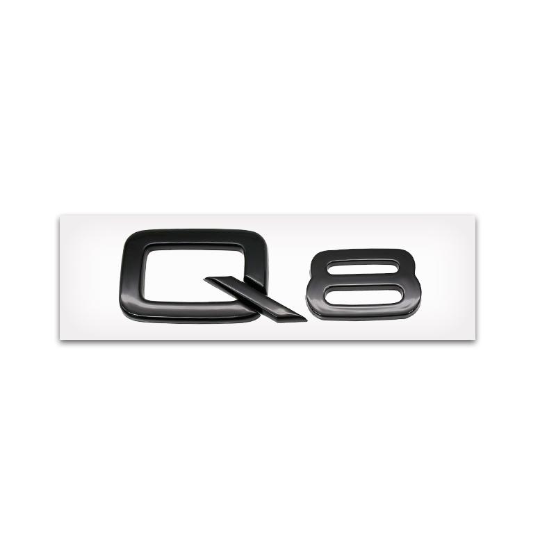 Gloss Black Car Front Hood 4Ring Logo Bonnet Grill Rear Trunk Emblem Sline For hot Q8 Badge Quattro Sticker Refitred Decoration