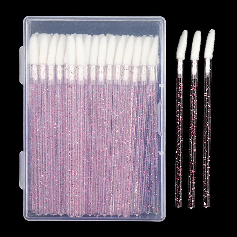 50 Stück Nylon Lippenpinsel Make-up Werkzeuge mit Kristallgriff