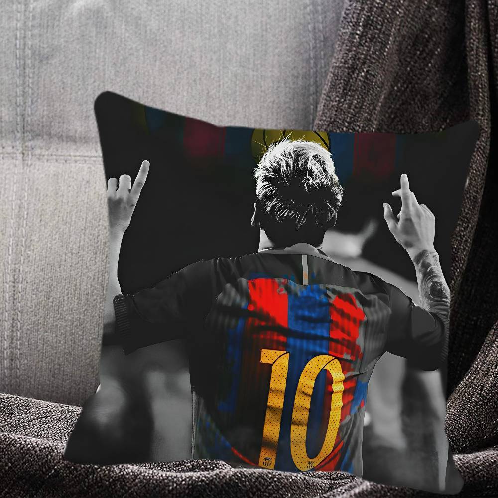Federa Cuscino Stella del Calcio L-Lionel M-Messi Quadrato Camera da Letto Divano Comfort per il Tempo Libero Cuscino Auto Soggiorno Decorazione per la Casa
