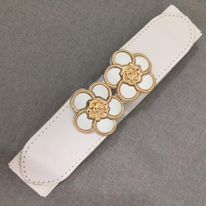 Adjustable Chic 4cm Decorative Waist Belt With Gold Round Buckle For Womens Fashion
